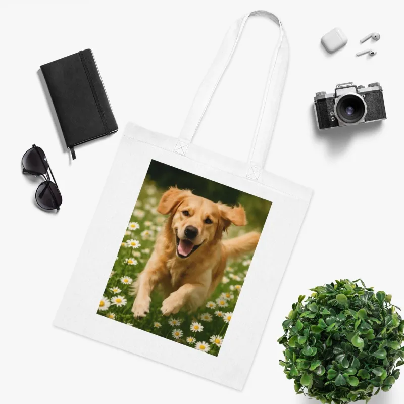 Happy Dog Tote Bag - Sunshine, Daisies and Doggy Dreams