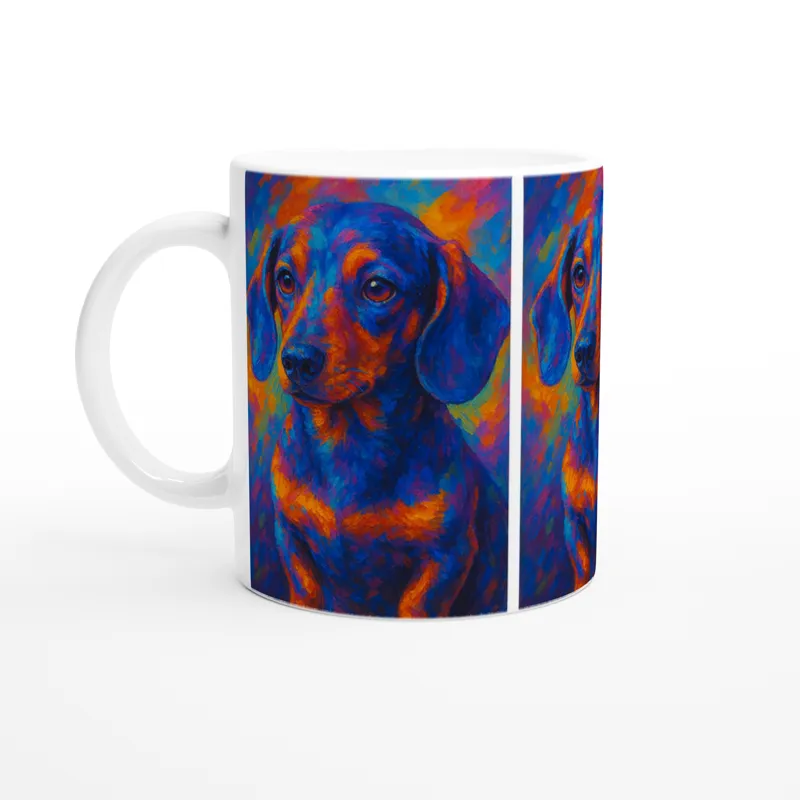 Vibrant Dachshund - White 11oz Ceramic Mug