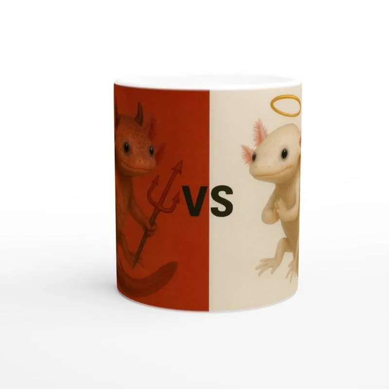 Devil vs Angel Axolotl - White 11oz Ceramic Mug