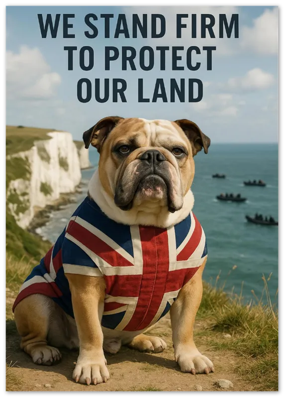 We Stand Firm to Protect Our Land – British Bulldog with Union Jack Poster