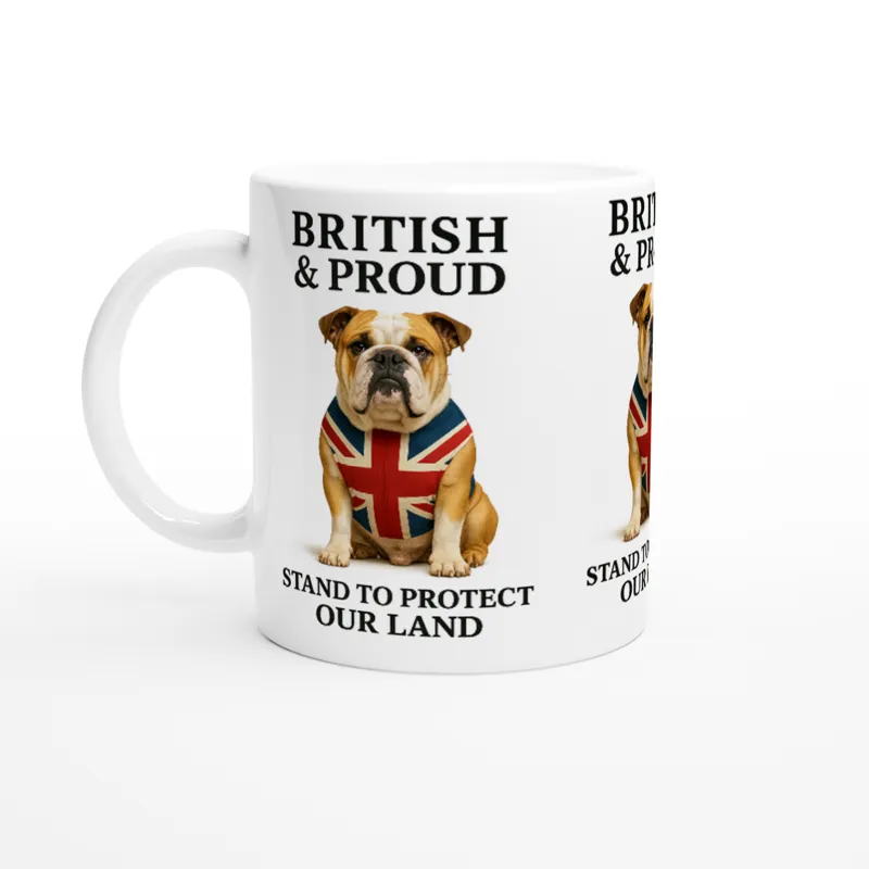 British & Proud – Union Jack Bulldog Mug - White 11oz Ceramic Mug