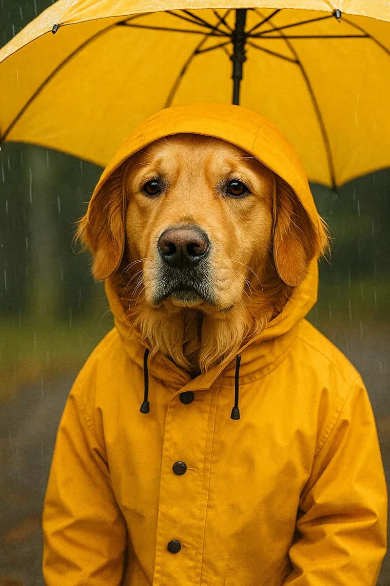 Retriever in the Rain – Premium Canvas Wall Art