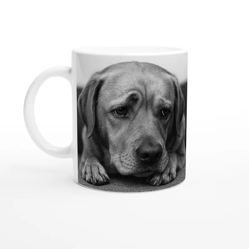 Paws & Reflections Sad Dog Black and White Mug
