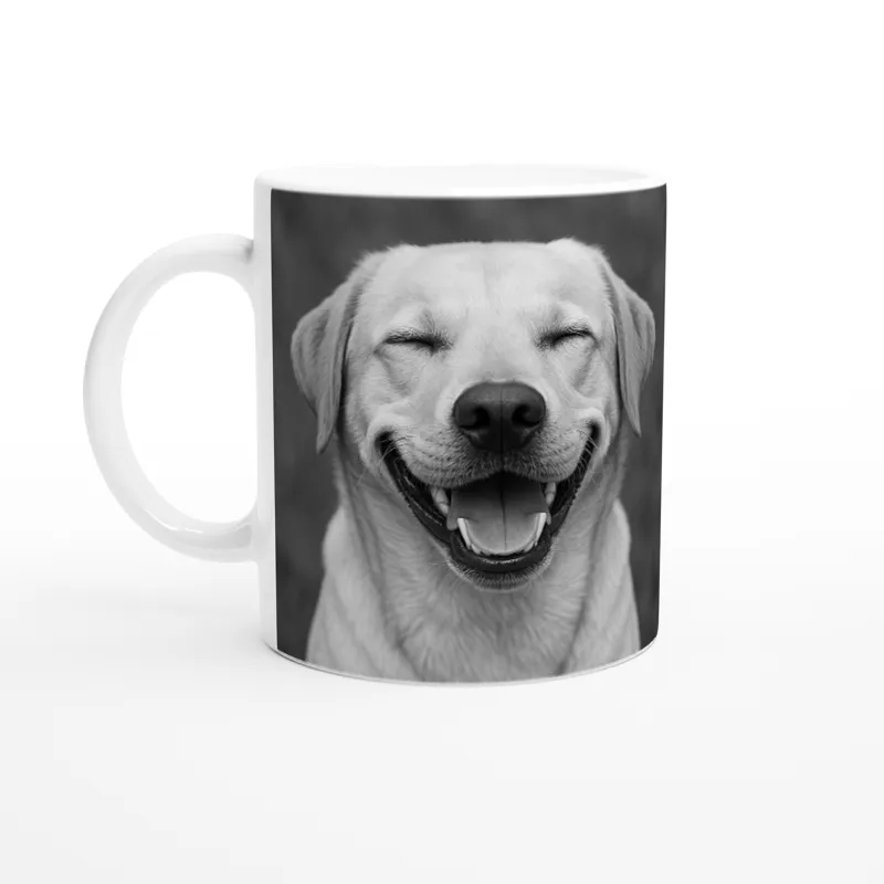 Paws of Joy Happy Dog Black and White 11oz Ceramic Mug