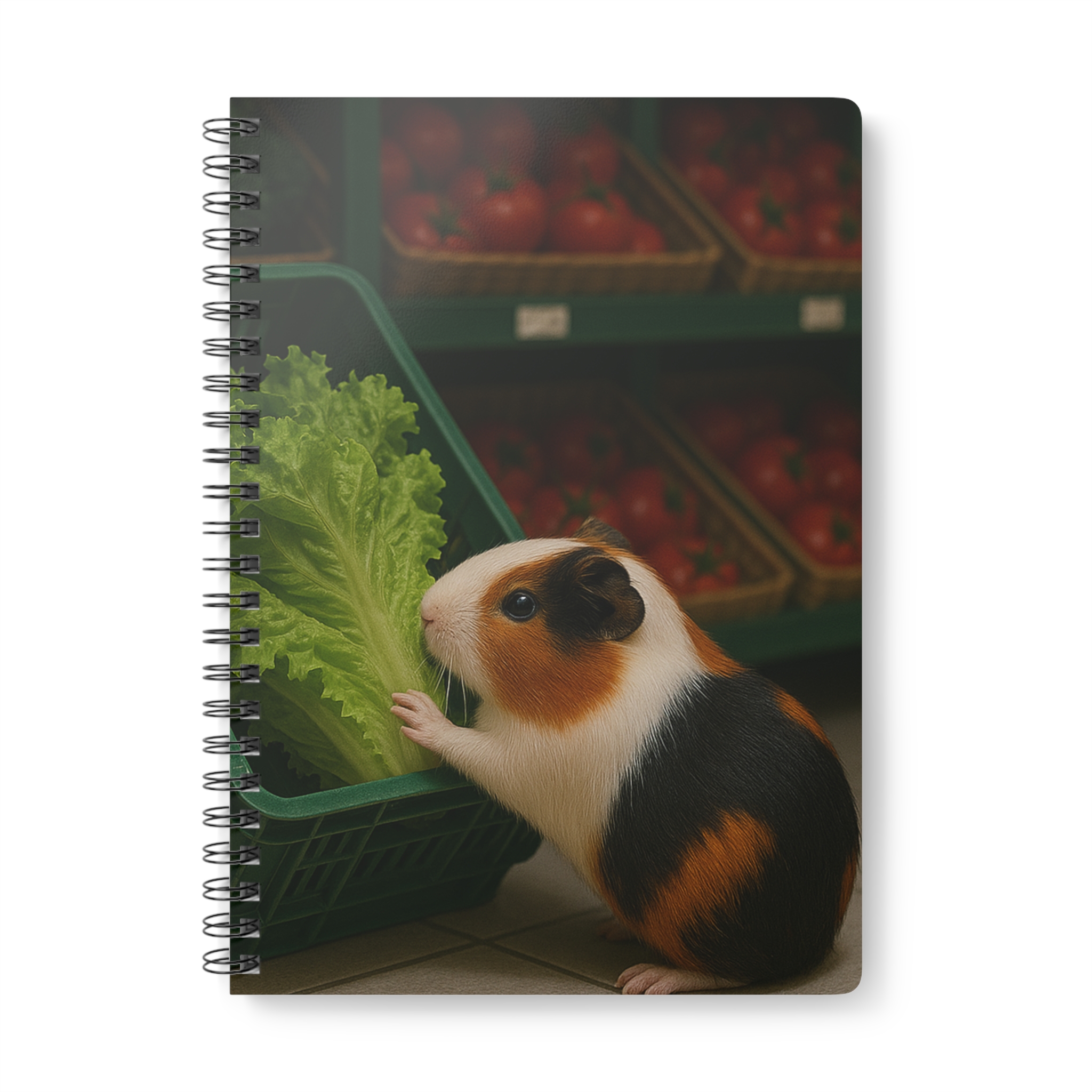 "Guinea Pig Grocery Run" Spiral Notebook – Cute Lettuce-Loving Pet Design