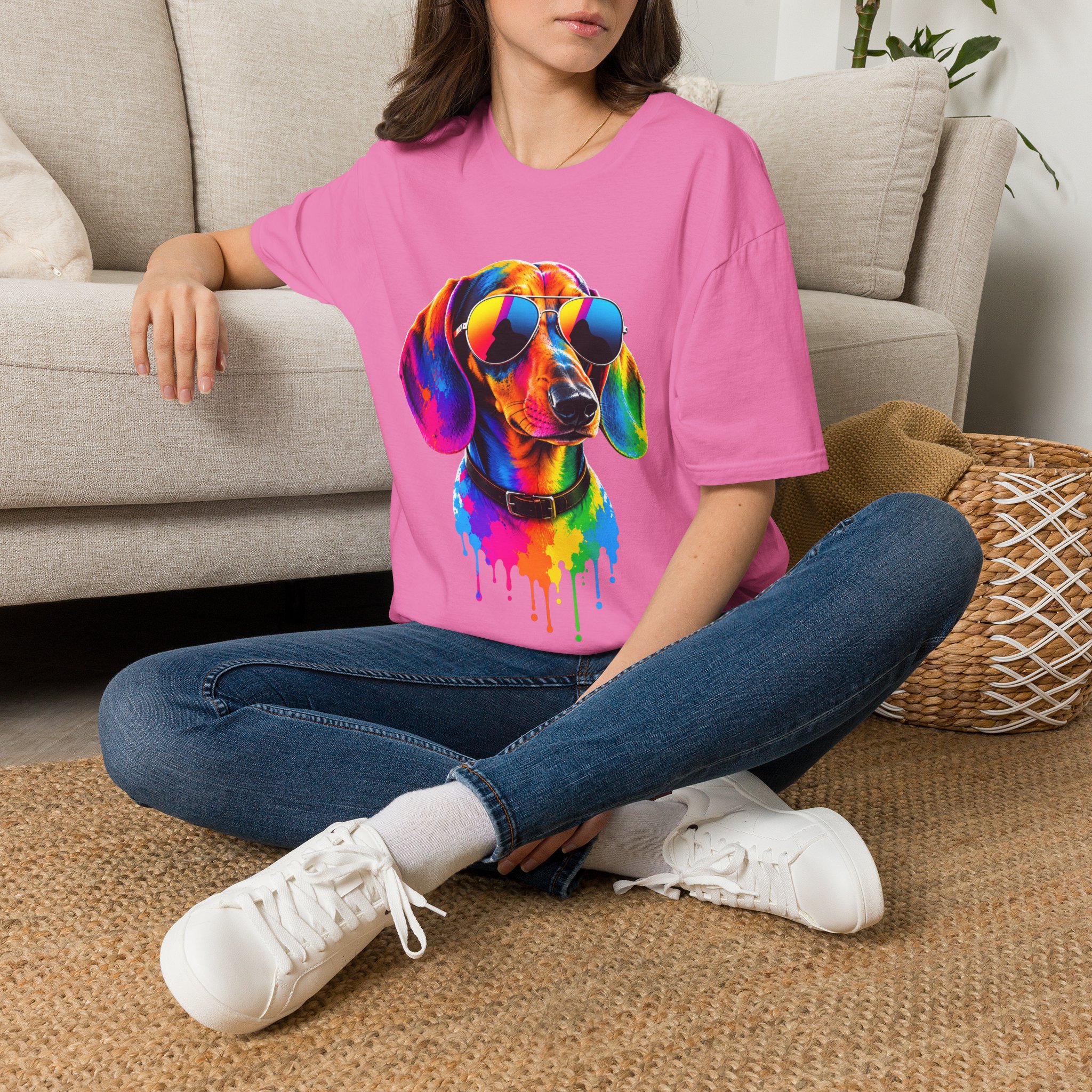 Colourful Dachshund Sunglasses T-Shirt - view 5