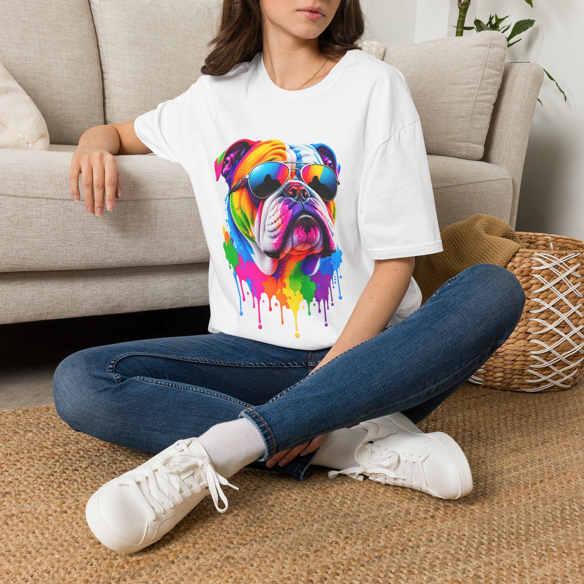 Colourful Bulldog Sunglasses T-Shirt - view 5